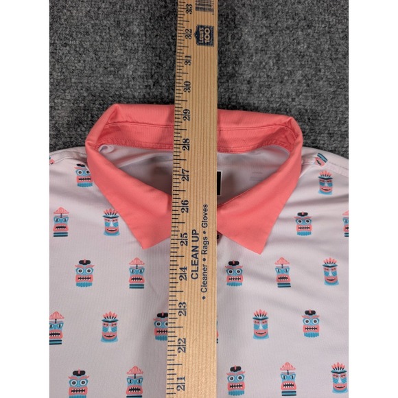 Waggle Golf Polo Shirt Mens Large Tiki All Over Print Performance - Picture 5 of 7